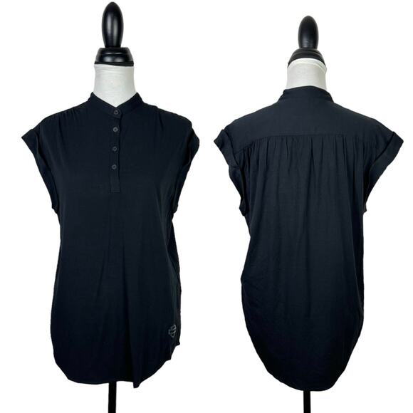 Harley-Davidson NWT Women's Stretch Rayon Short Sleeve Logo Popover Shirt - Picture 2 of 11